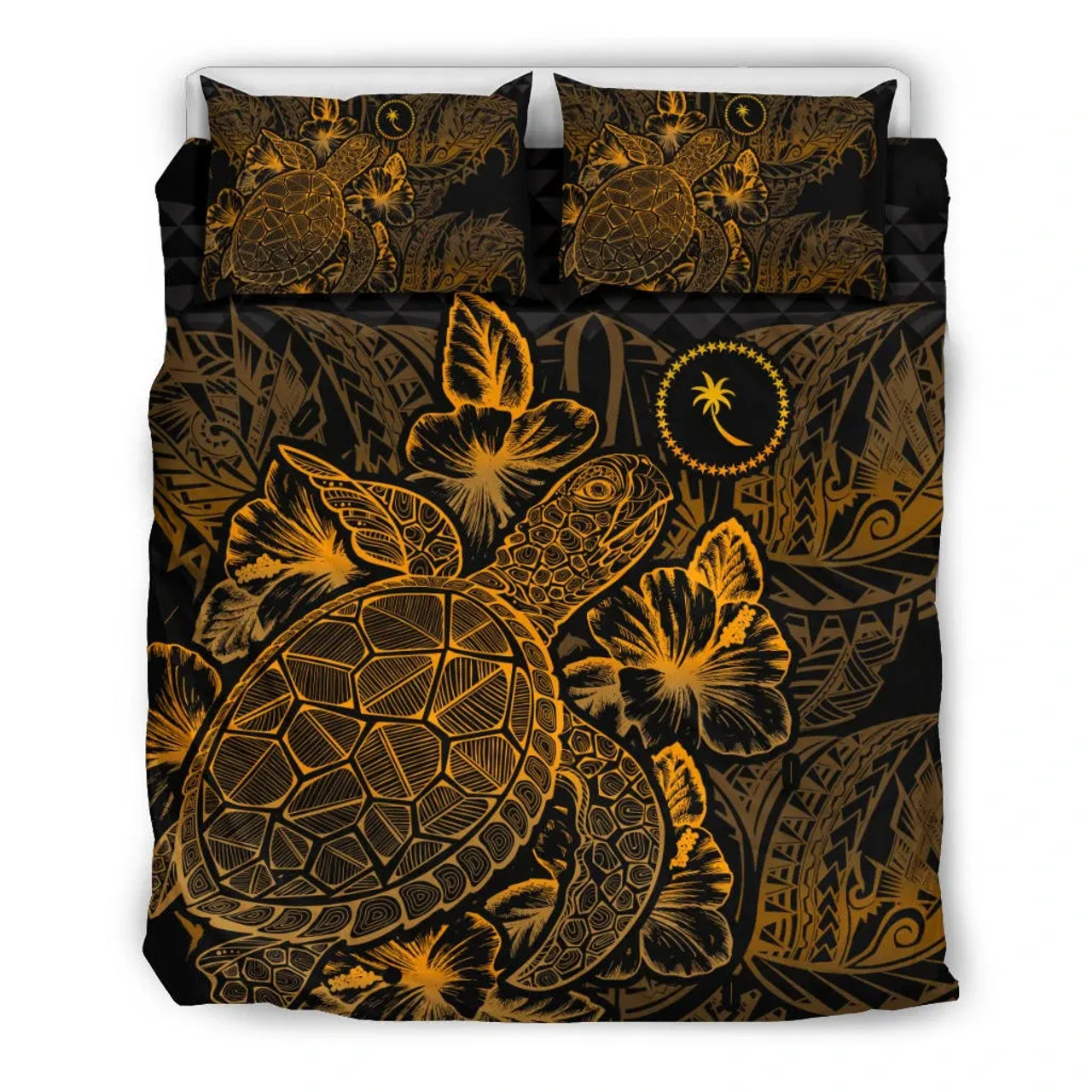Polynesian Bedding Set - Chuuk Duvet Cover Set Gold Color 2