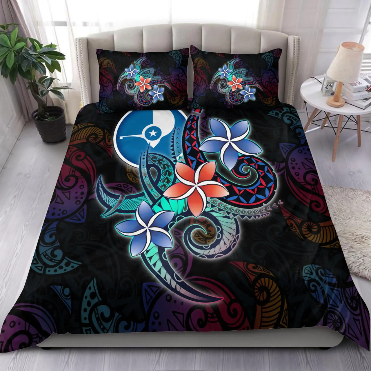 Yap State Bedding Set - Plumeria Flowers Style 1