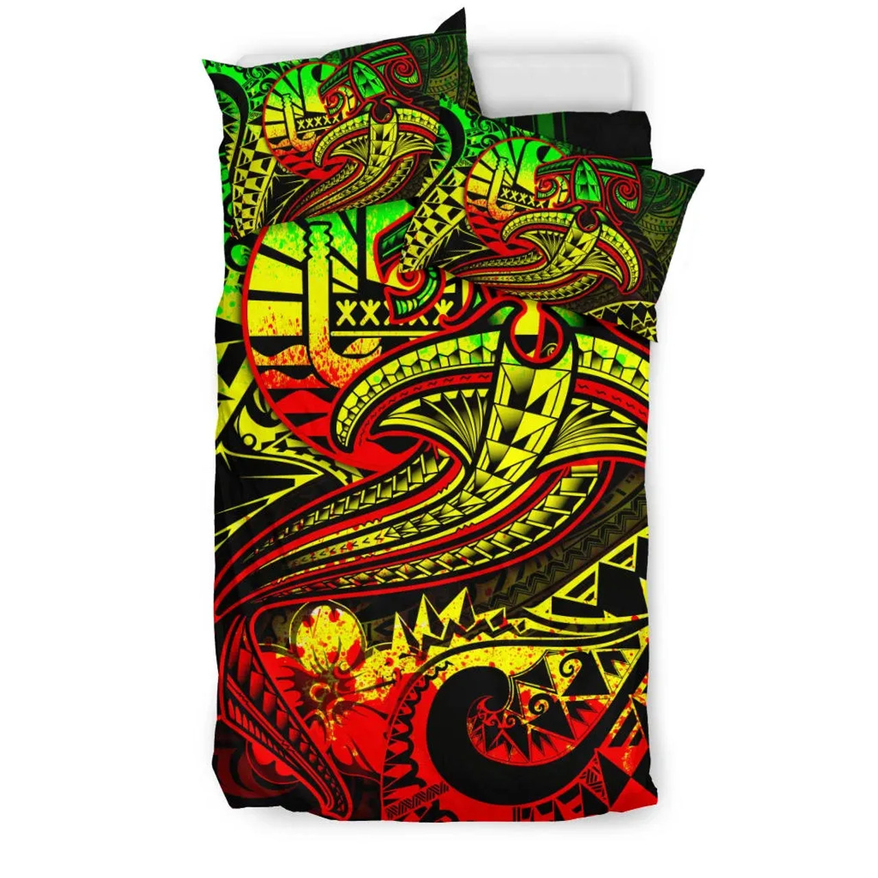 Tahiti Bedding Set - Reggae Shark Polynesian Tattoo 2