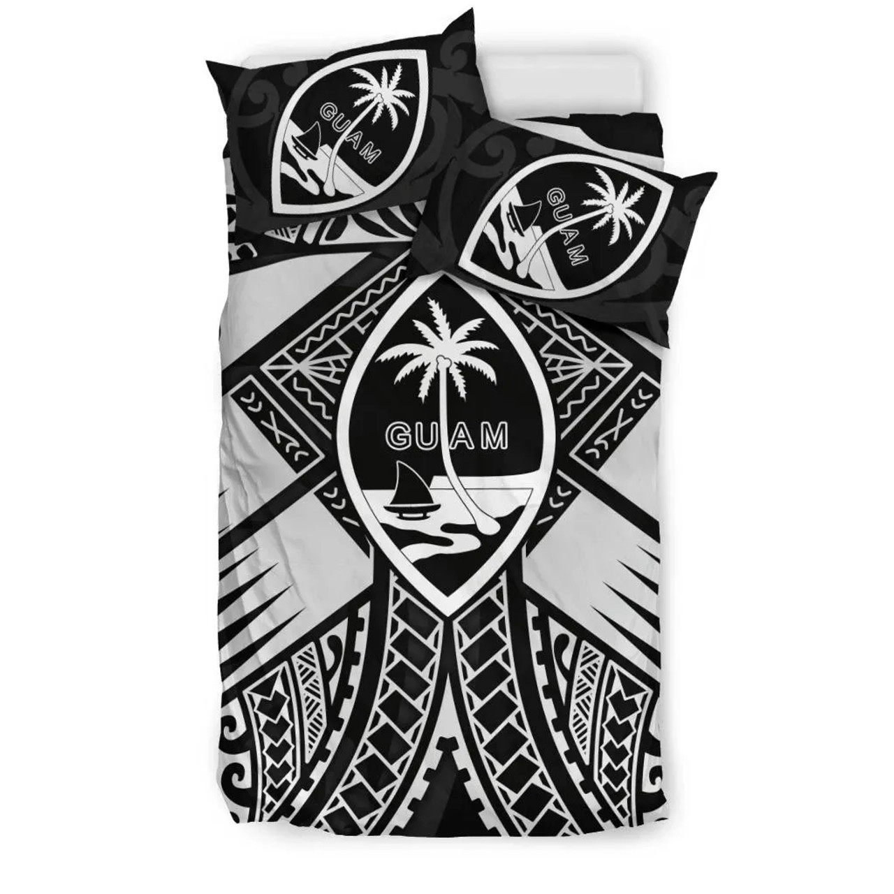 Guam Polynesian Bedding Set - Guam White Seal With Polynesian Tattoo Ver 01 3