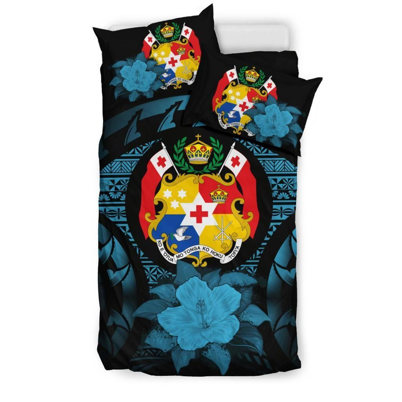 Tonga Duvet Cover Set - Tonga Coat Of Arms & Blue Hibiscus 3