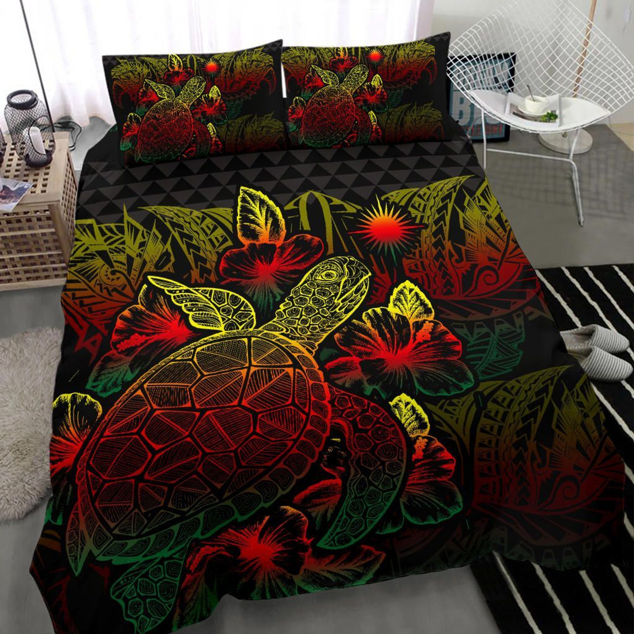 American Samoa Bedding Set - Vortex Style Red Color 6