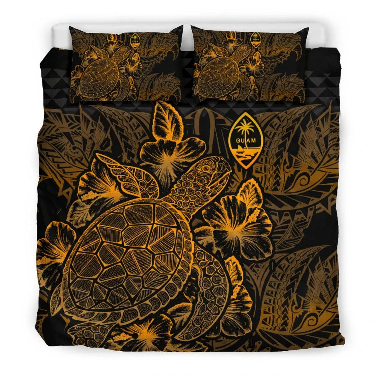 Polynesian Bedding Set - Guam Duvet Cover Set Gold Color 1