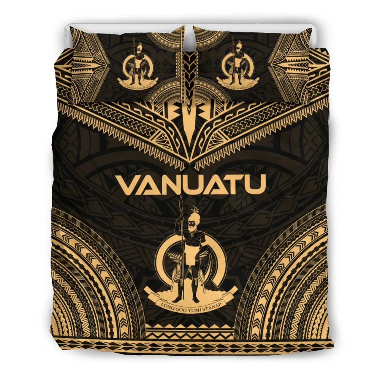 Vanuatu Polynesian Chief Duvet Cover Set - Gold Version 1