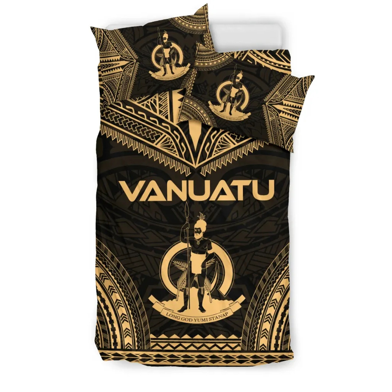 Vanuatu Polynesian Chief Duvet Cover Set - Gold Version 2