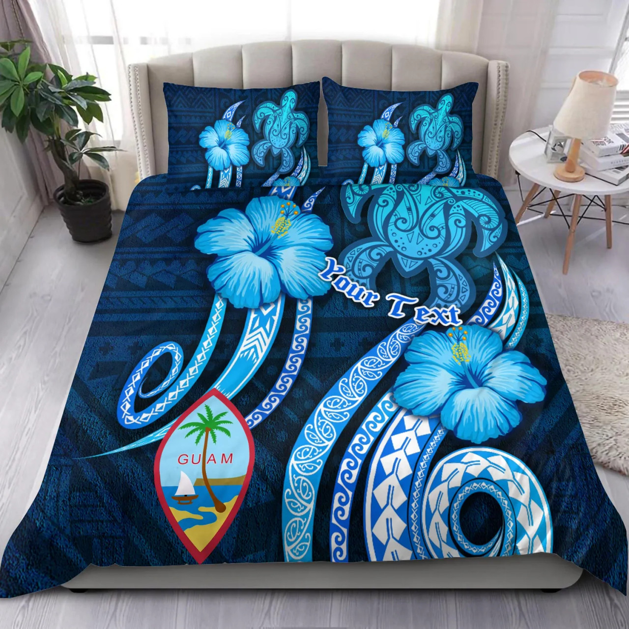 Guam Personalised Bedding Set - Turtle And Tribal Tattoo Of Polynesian 1