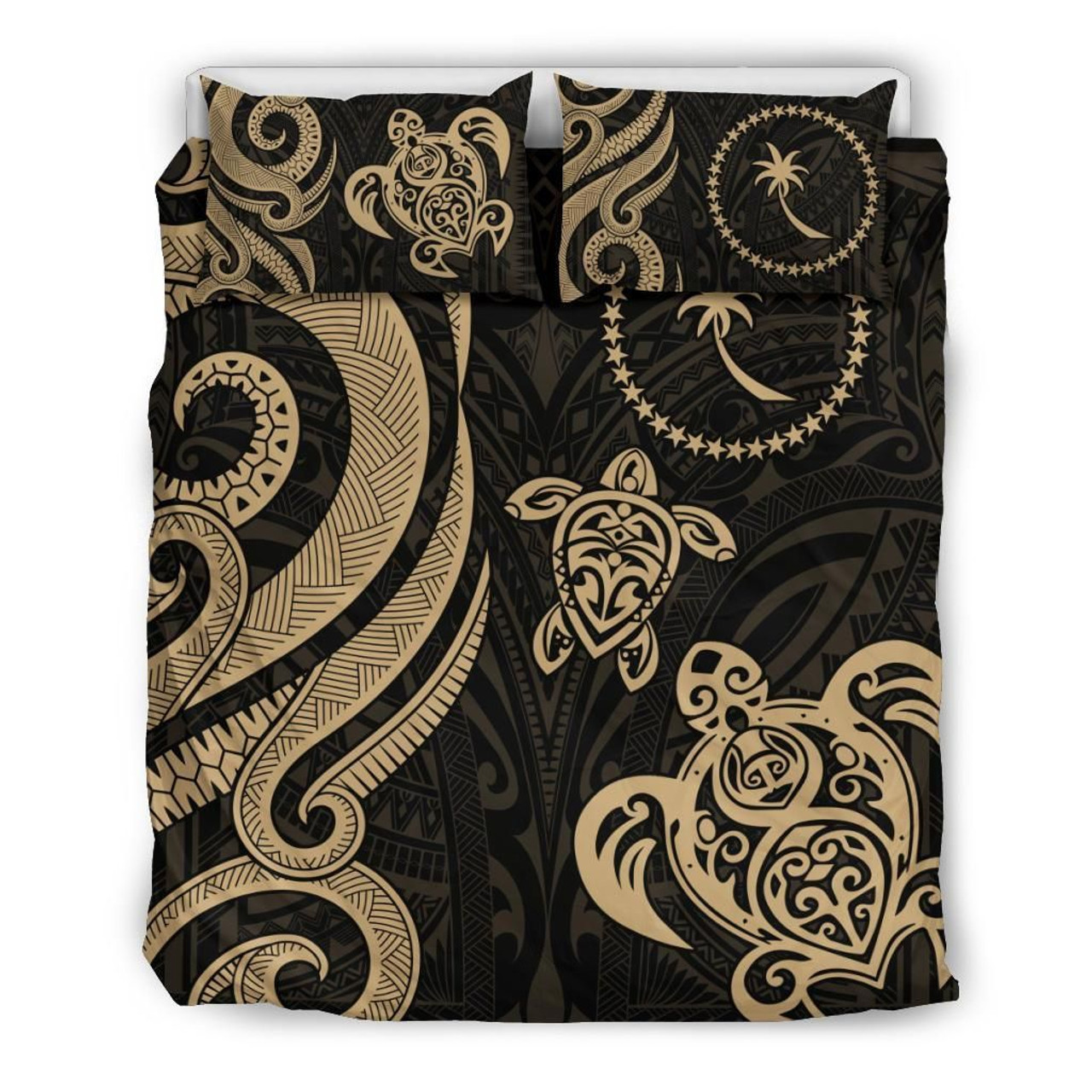 Chuuk Micronesian Bedding Set - Gold Tentacle Turtle 3