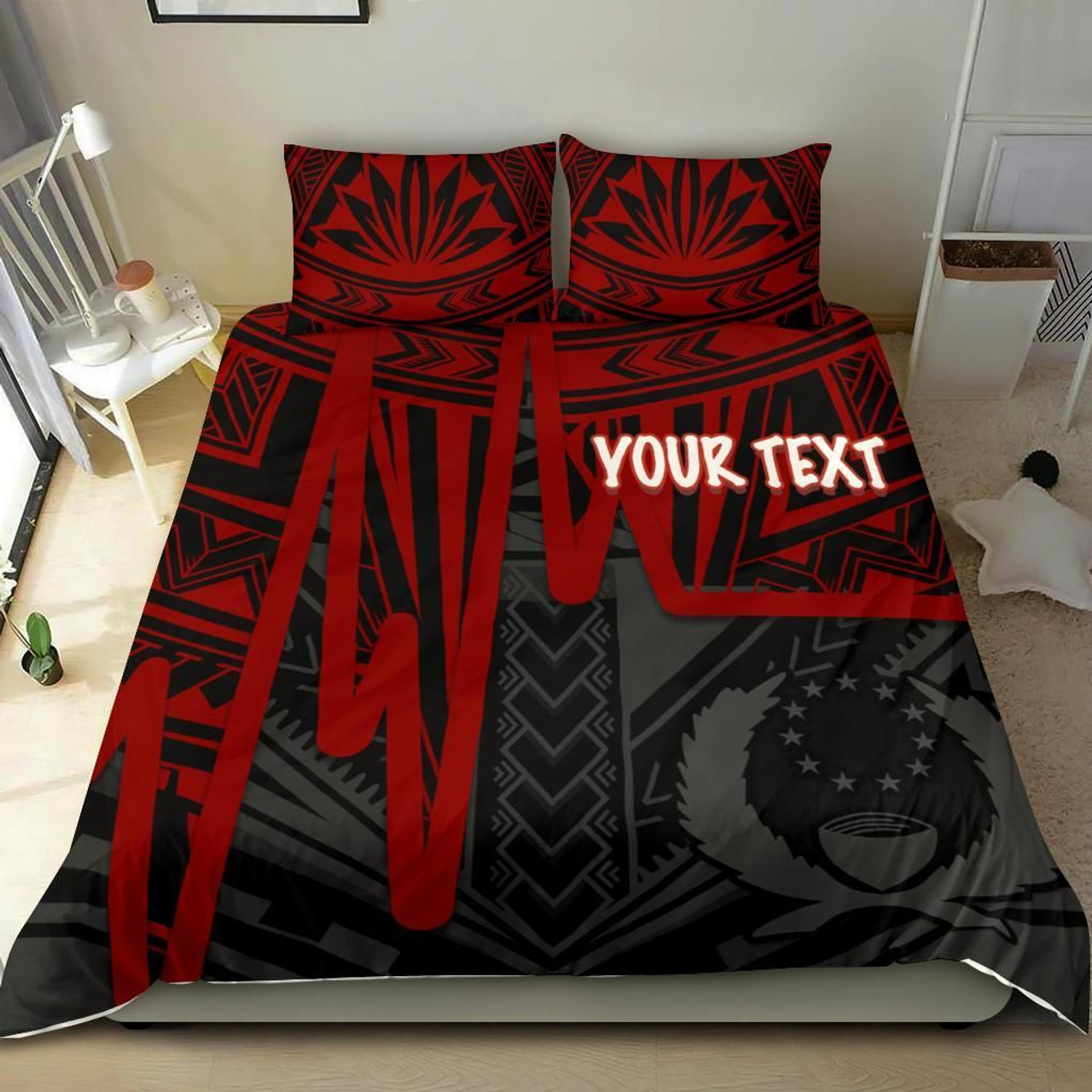 Pohnpei Personalised Bedding Set - Pohnpei Seal In Heartbeat Patterns Style (Red) 1