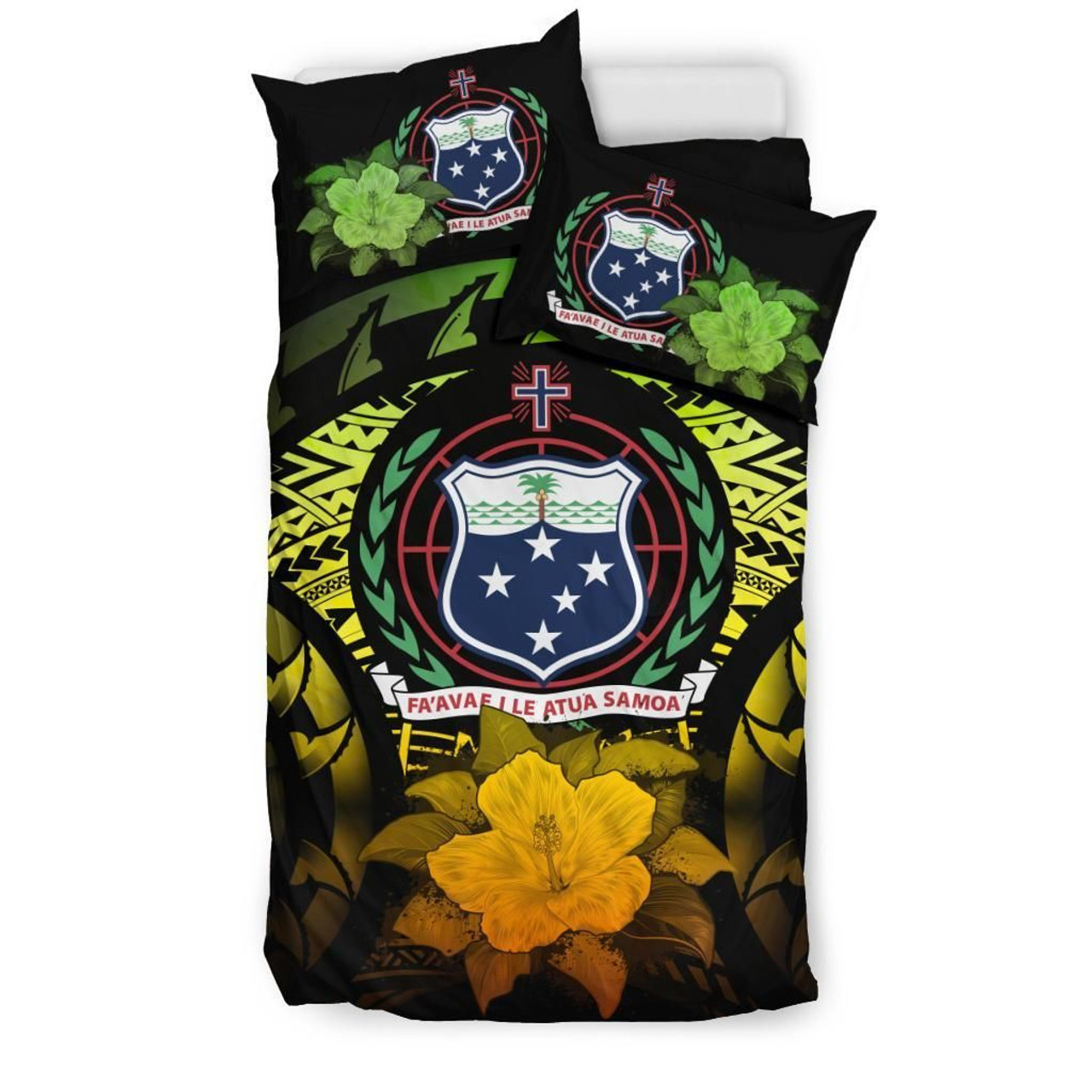Samoa Duvet Cover Set - Samoa Coat Of Arms & Reggae Hibiscus 3