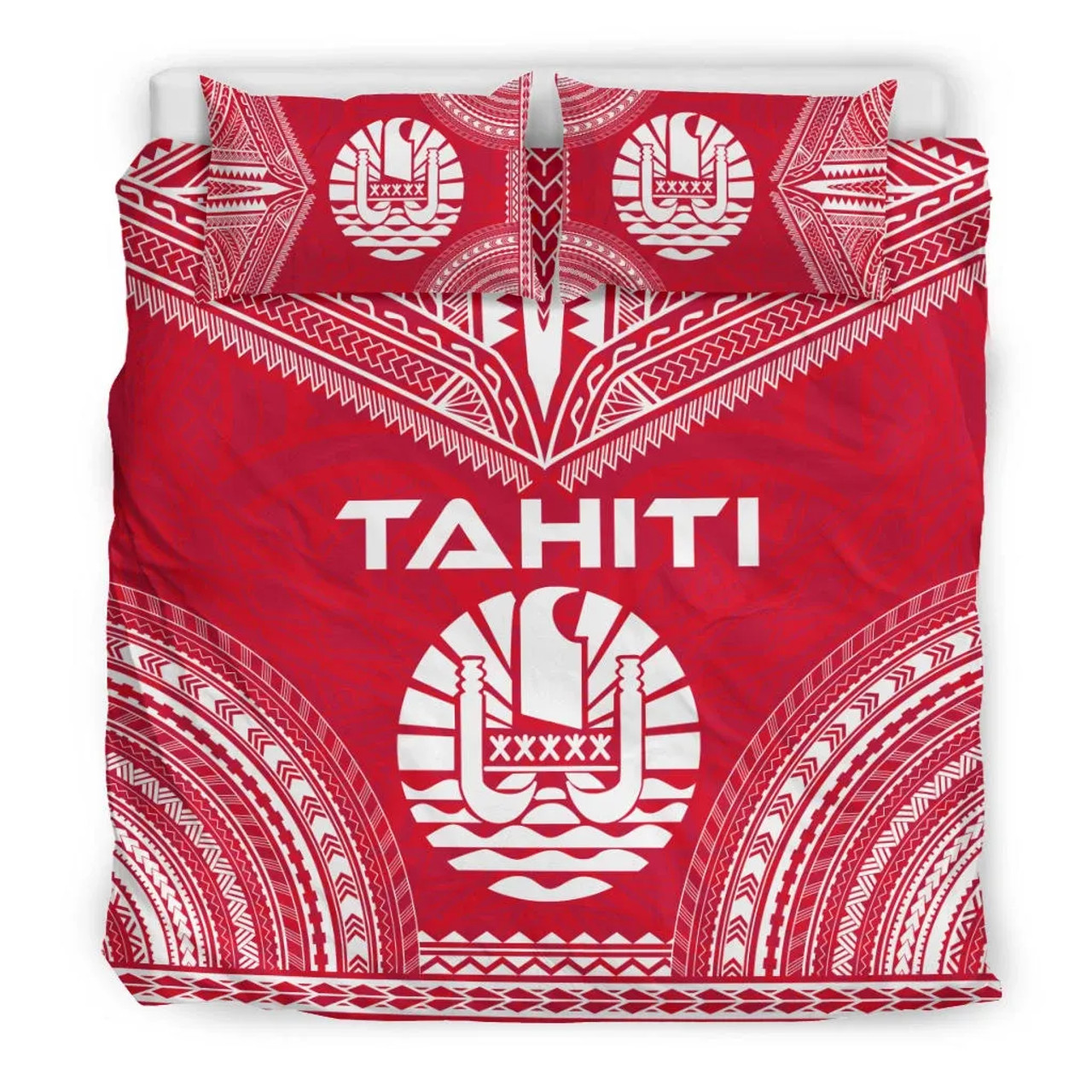 Tahiti Flag Polynesian Chief Duvet Cover Set 3