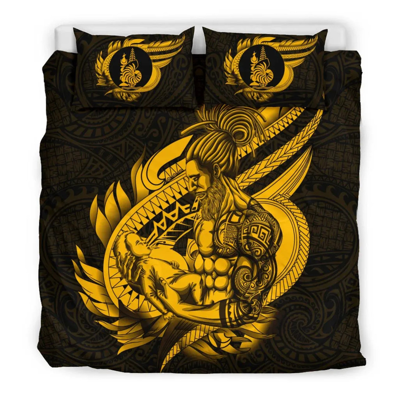 Polynesian Bedding Set - New Caledonia Duvet Cover Set Father And Son Gold 2