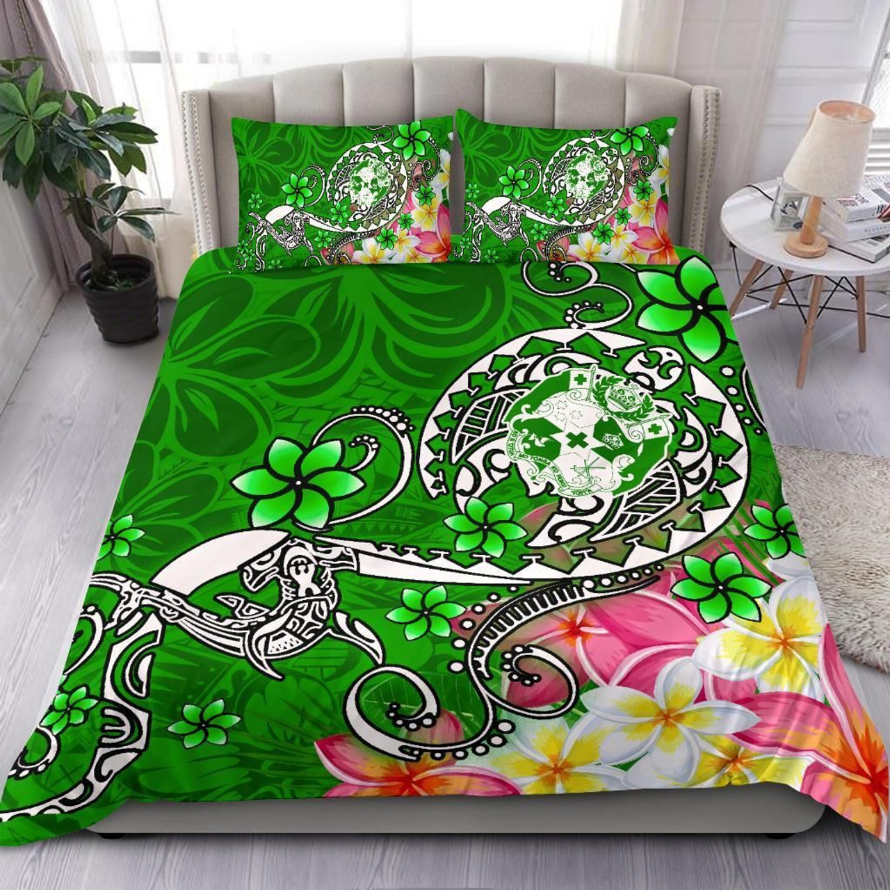 Tonga Bedding Set - Turtle Plumeria (Green) 1