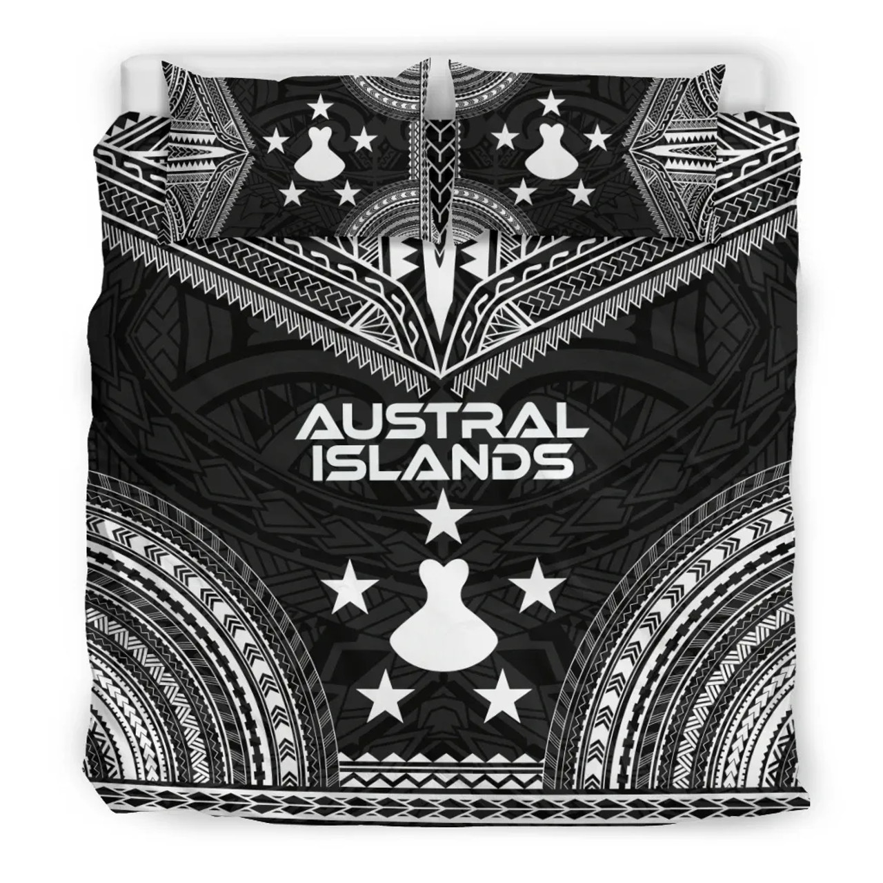 Austral Islands Polynesian Chief Duvet Cover Set - Black Version 3