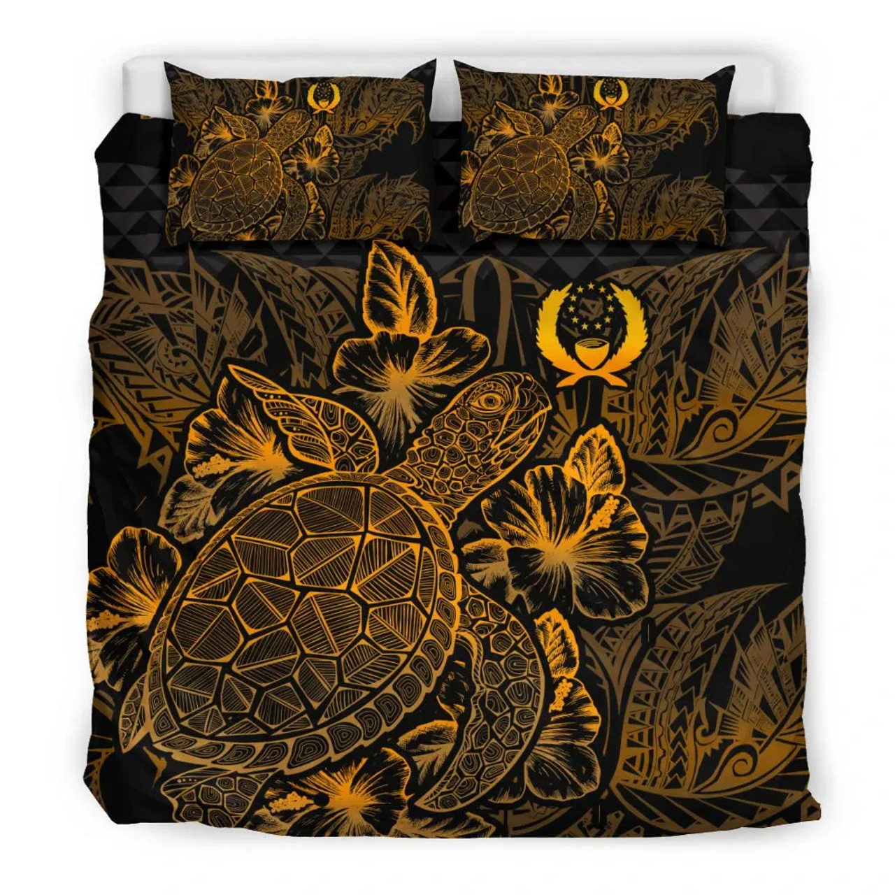 Polynesian Bedding Set - Pohnpei Duvet Cover Set Gold Color 1