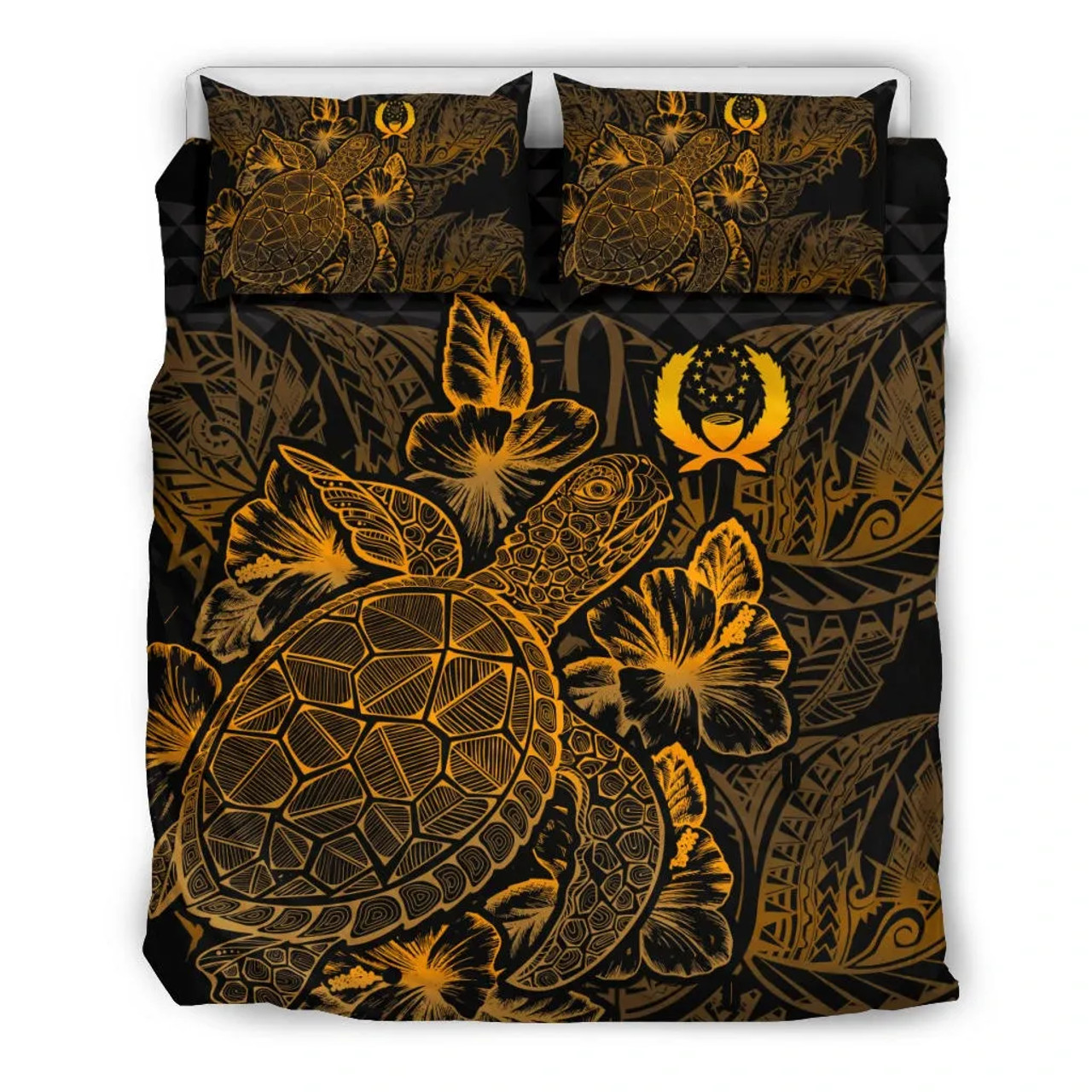 Polynesian Bedding Set - Pohnpei Duvet Cover Set Gold Color 2