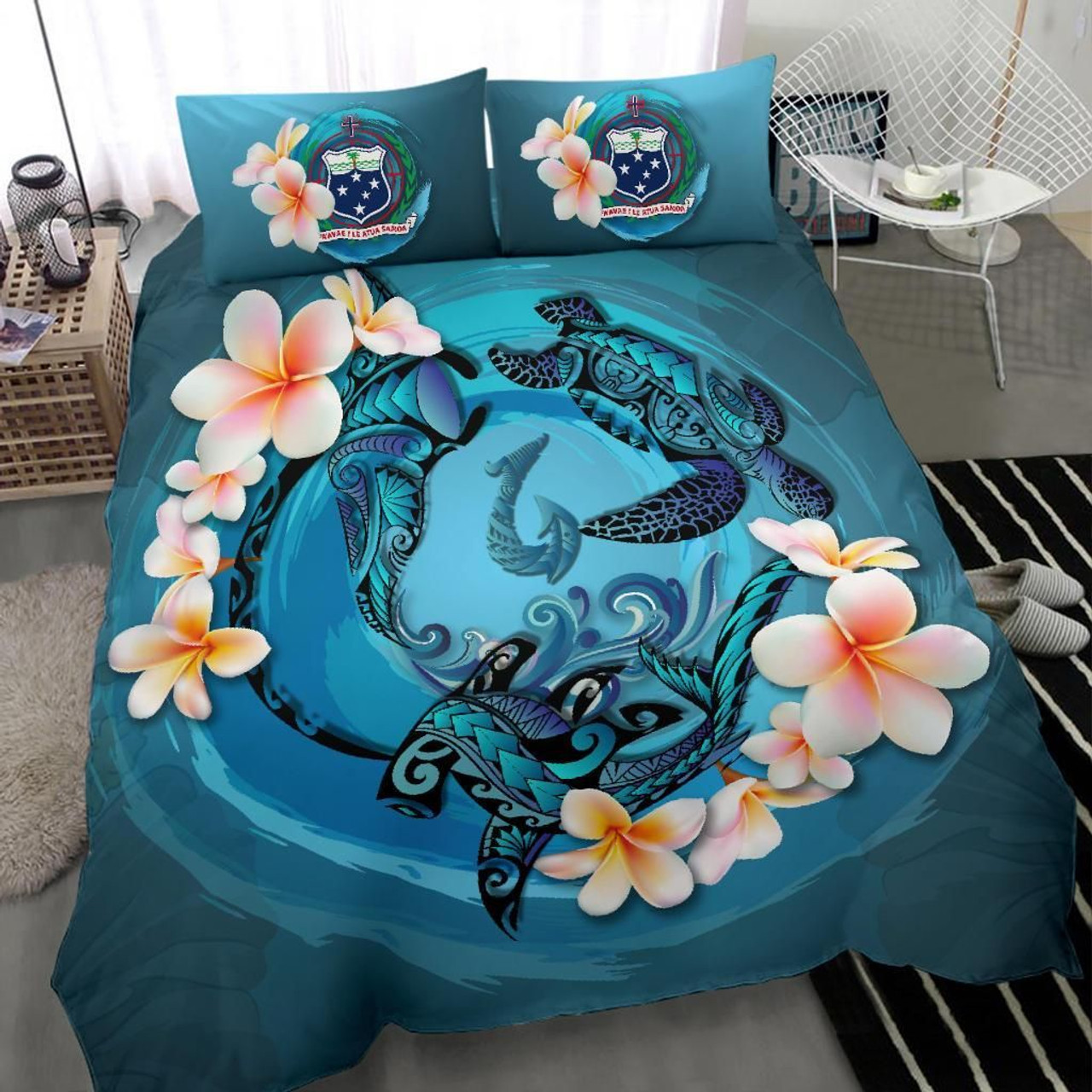 Polynesian Bedding Set - Samoa Duvet Cover Set Father And Son Blue 6