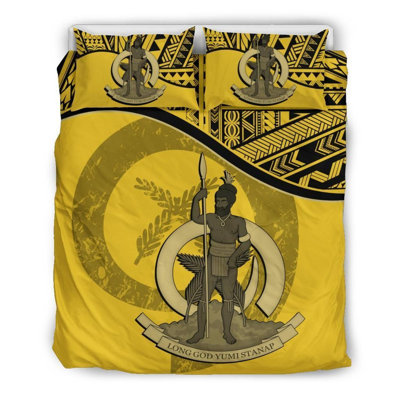 Vanuatu Duvet Cover Set - Vanuatu Coat Of Arms Yellow 2