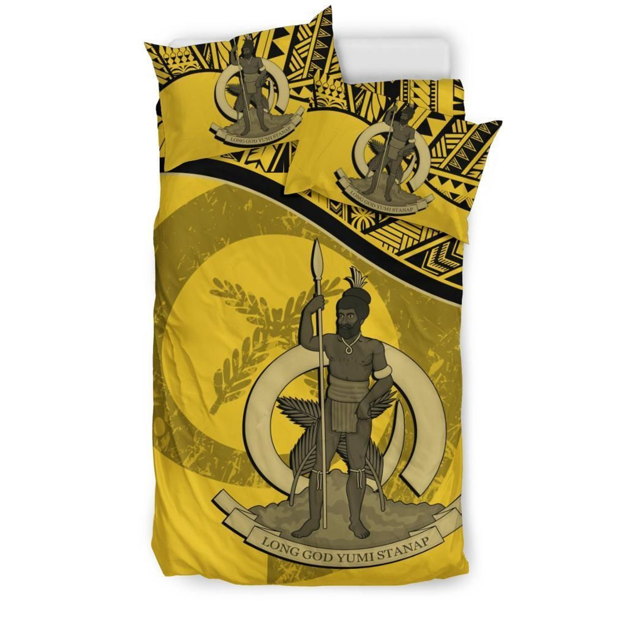 Vanuatu Duvet Cover Set - Vanuatu Coat Of Arms Yellow 3