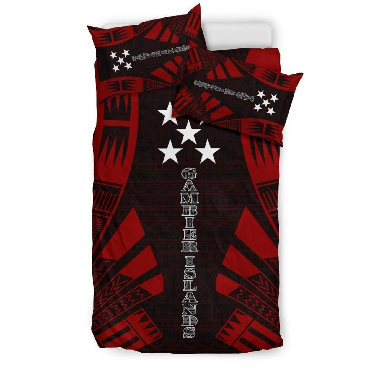 Gambier Islands Duvet Cover Set - Polynesian Tattoo Red 3