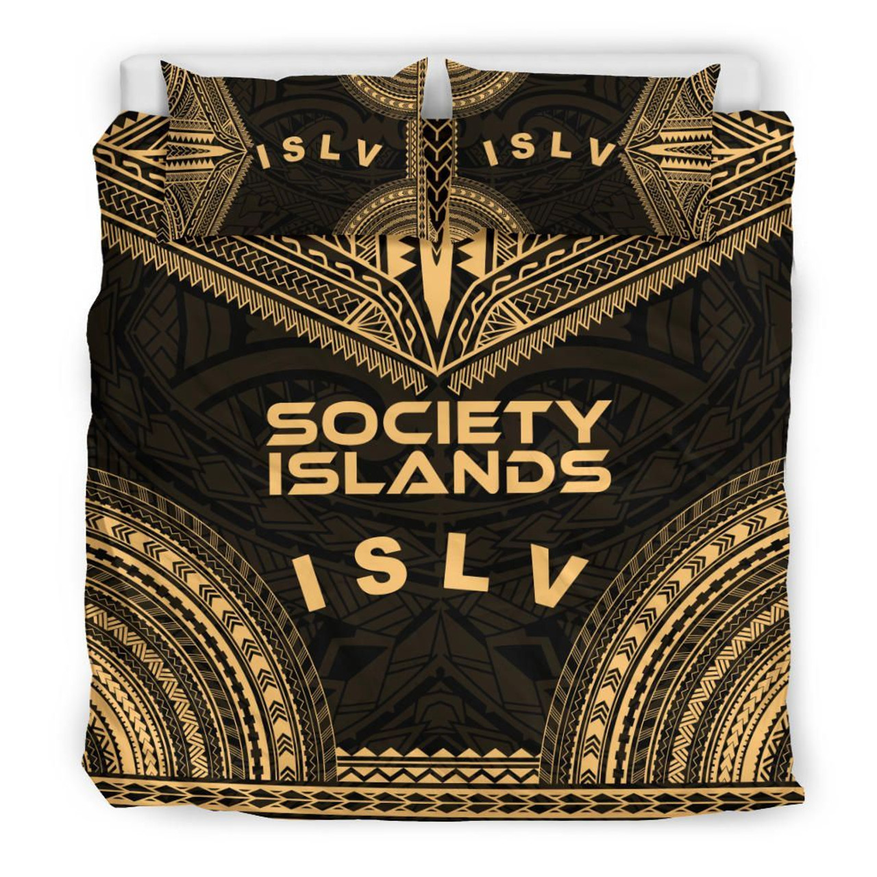 Society Islands Polynesian Chief Duvet Cover Set - Gold Version 3