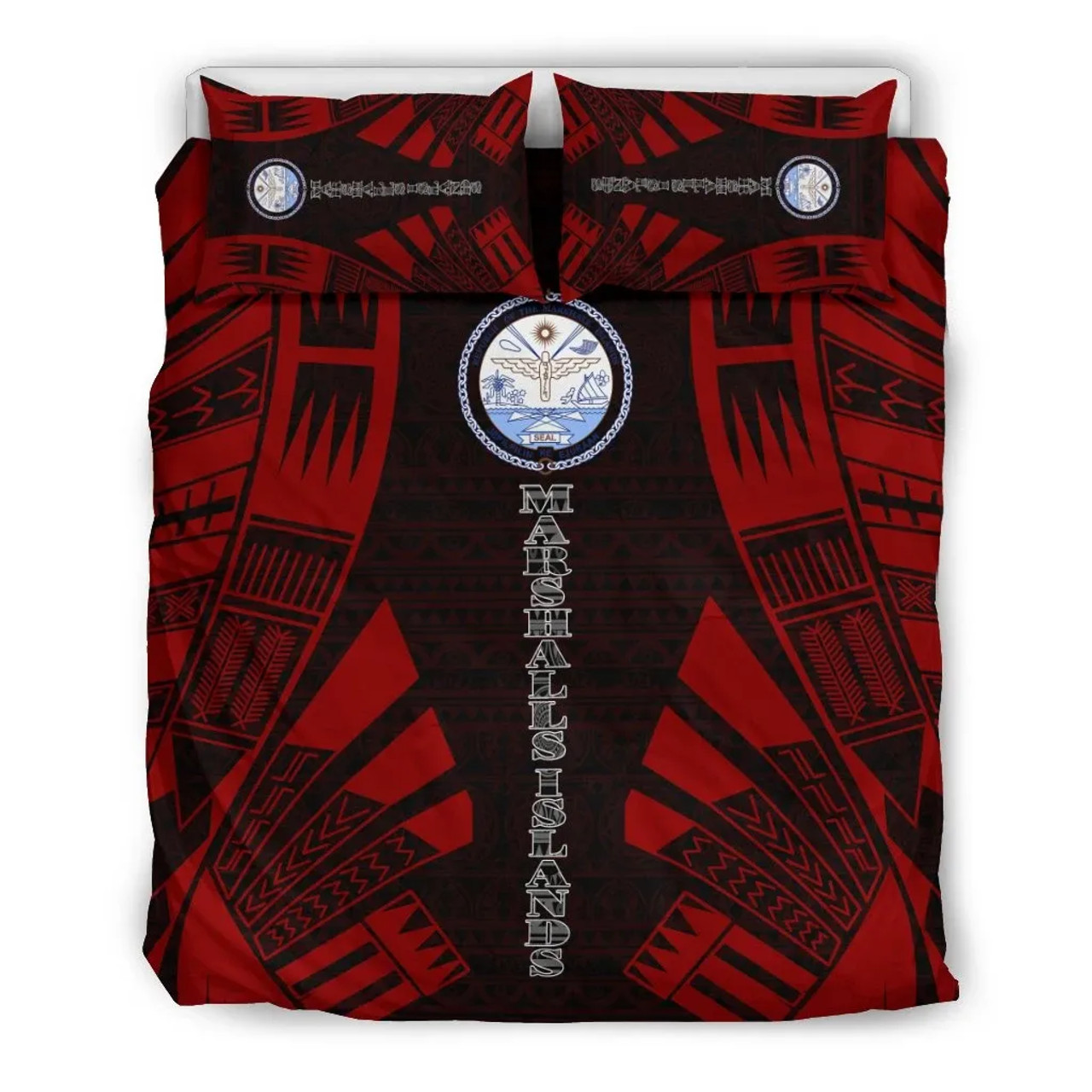 Marshall Islands Duvet Cover Set - Polynesian Tattoo Red 2