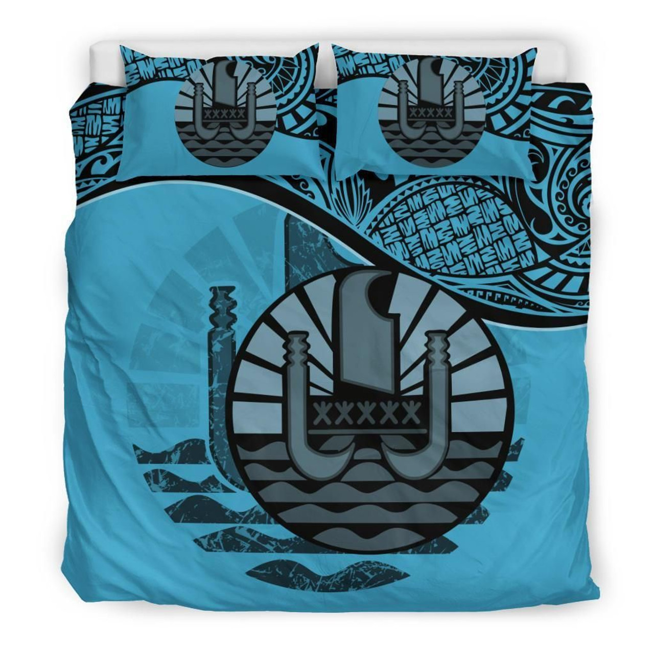 Tahiti Duvet Cover Set - Tahiti Flag Blue 1