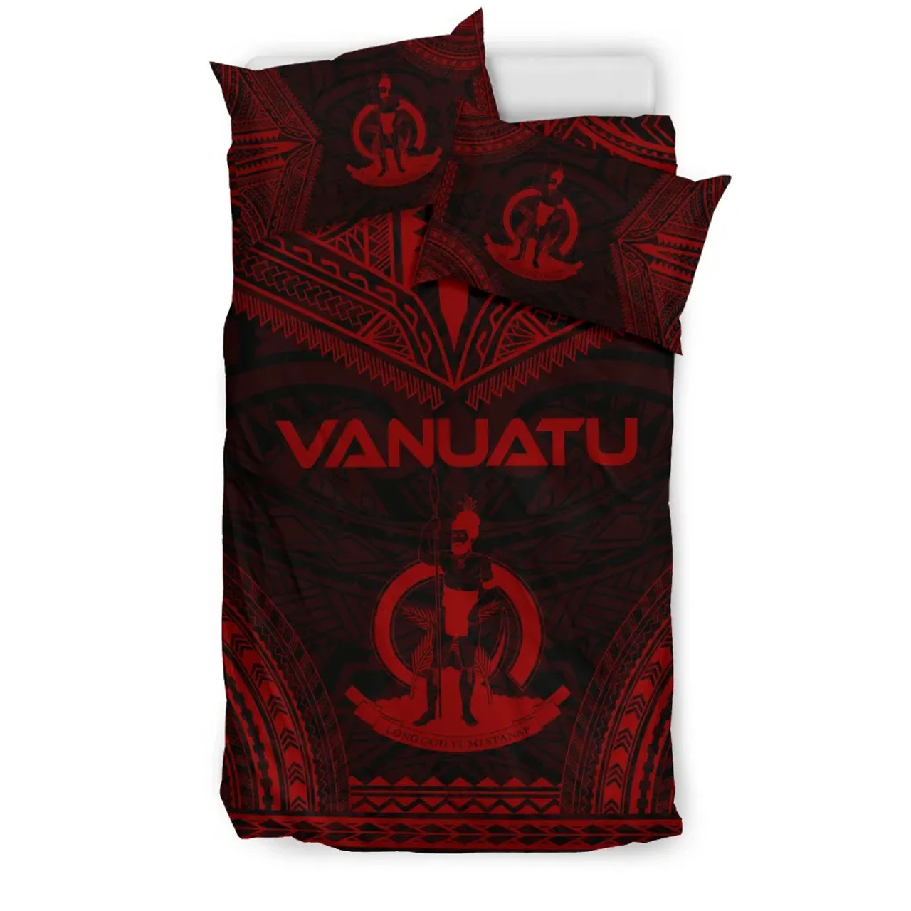 Vanuatu Polynesian Chief Duvet Cover Set - Red Version 2