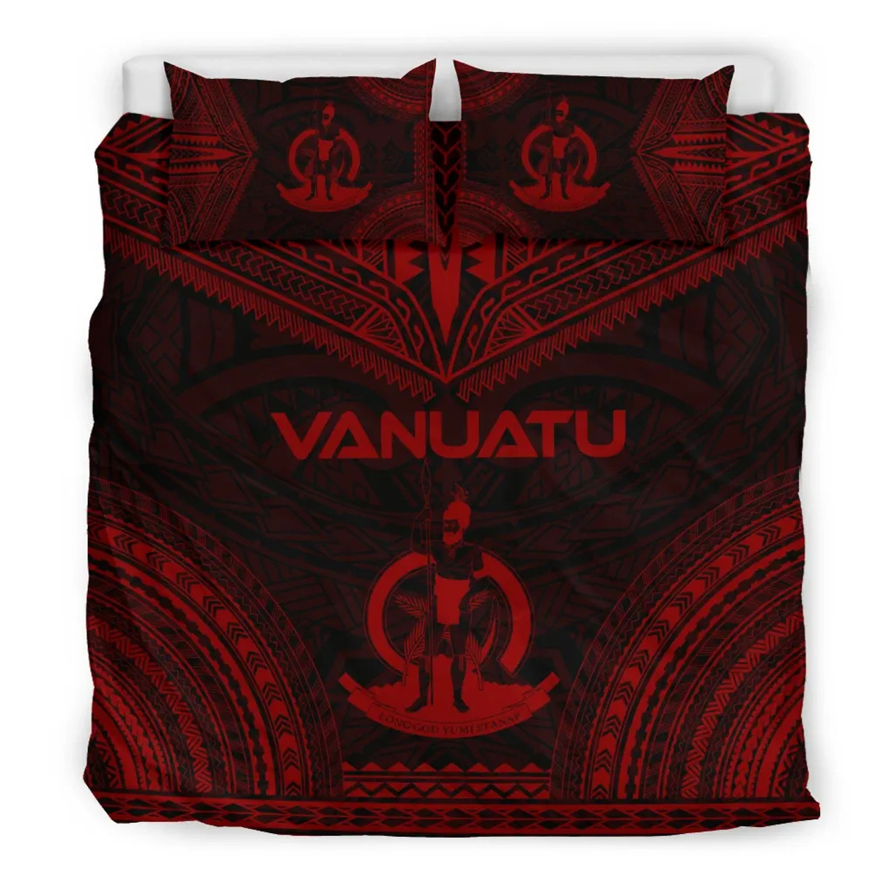 Vanuatu Polynesian Chief Duvet Cover Set - Red Version 3
