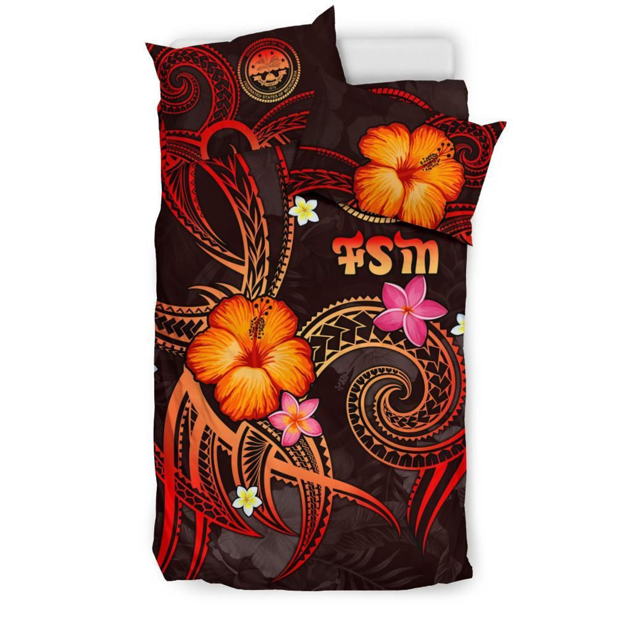 Federated States Of Micronesia Polynesian Bedding Set - Legend Of FSM (Red) 2