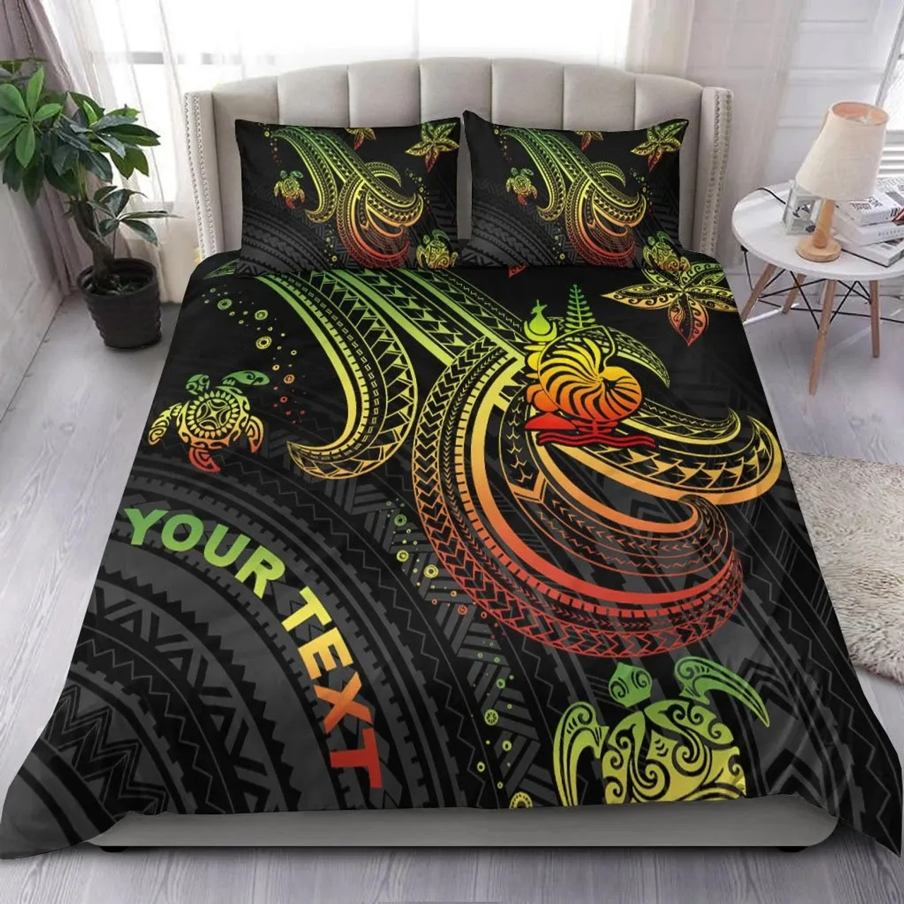 New Caledonia Custom Personalised Bedding Set - Reggae Turtle 1