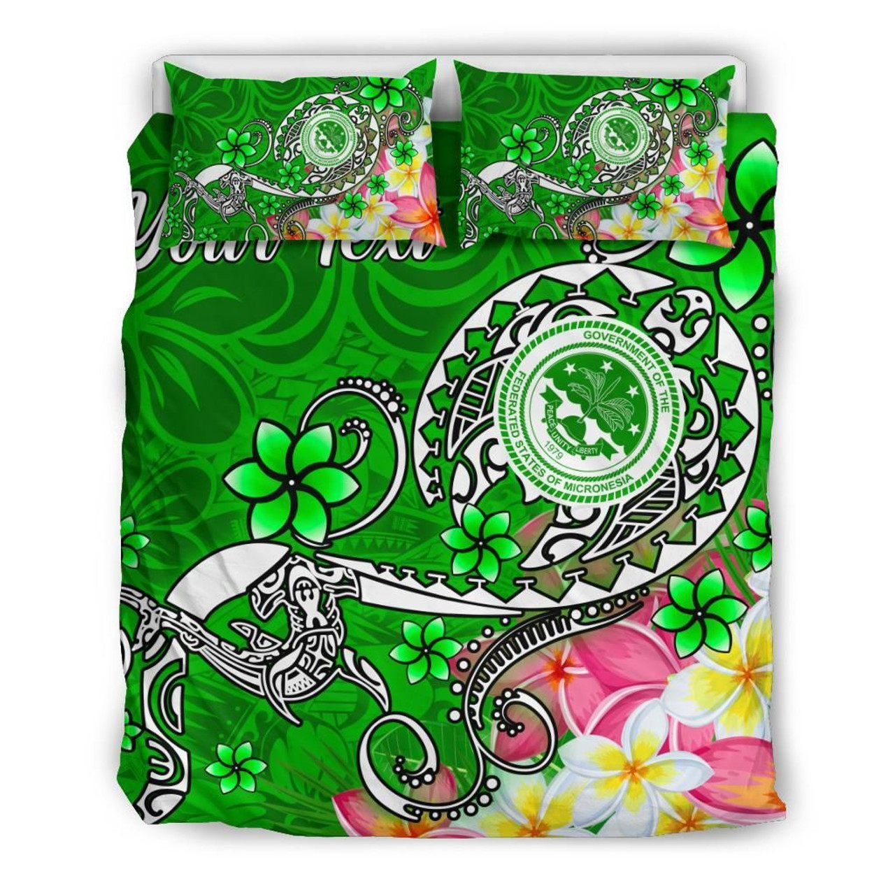 FSM Custom Personalised Bedding Set - Turtle Plumeria (Green) 3