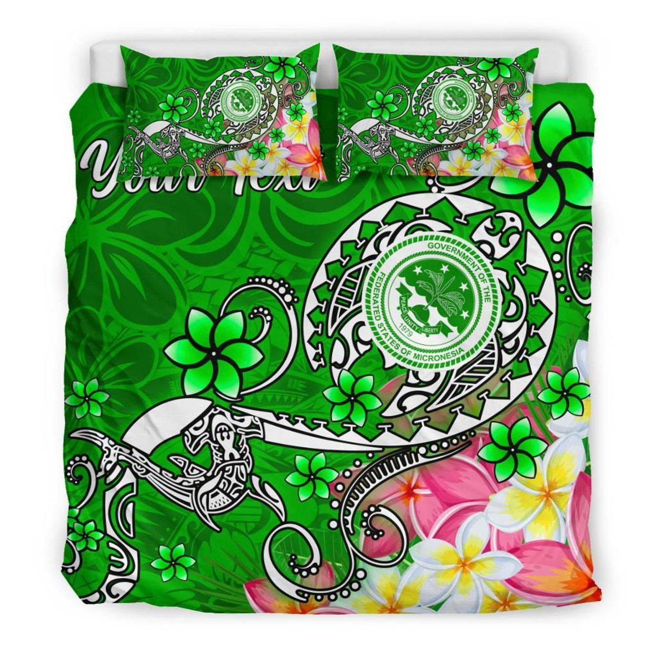 [Custom Personalised] Chuuk Bedding Set - Humpback Whale With Tropical Flowers (White) 4