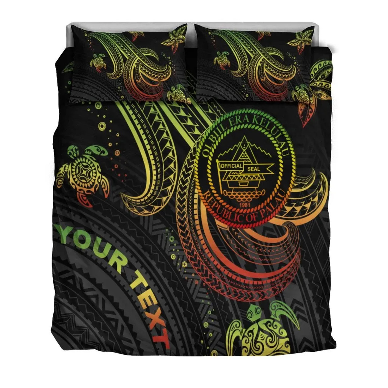 Palau Custom Personalised Bedding Set - Reggae Turtle 3