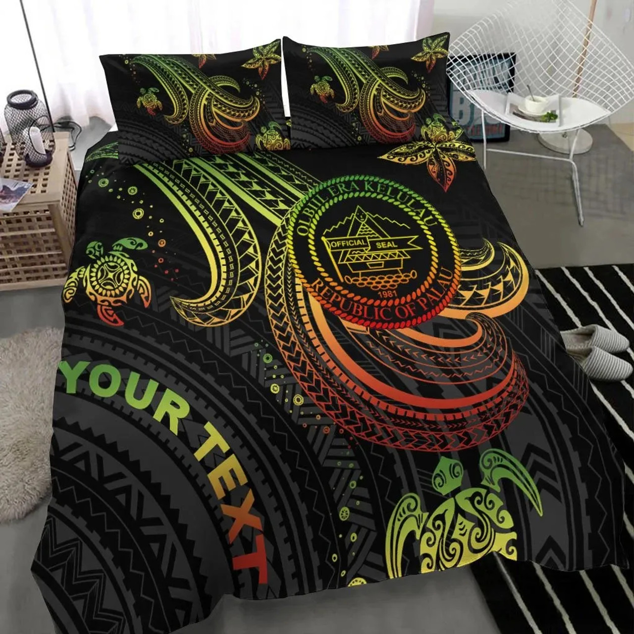 Fiji Polynesian Custom Personalised Bedding Set - Plumeria Tribal 6