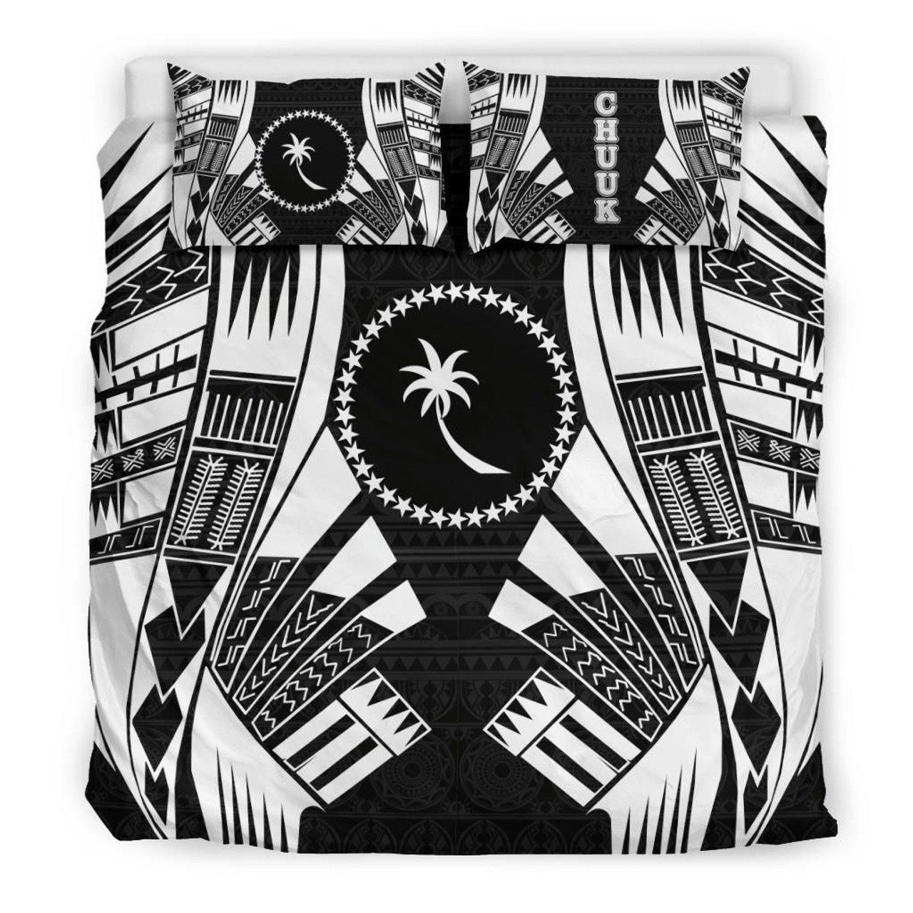 Chuuk States Duvet Cover Set - Black White Tattoo Style 2