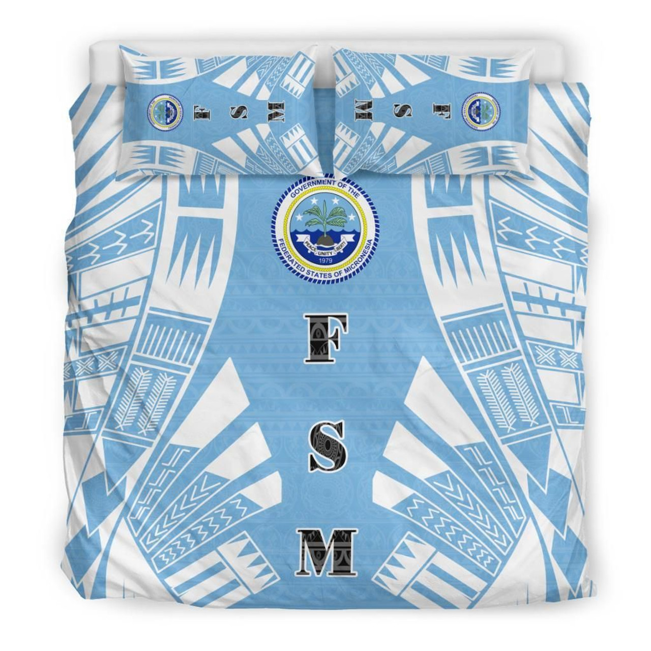 Federated States Of Micronesia Duvet Cover Set - Polynesian Tattoo Flag 1