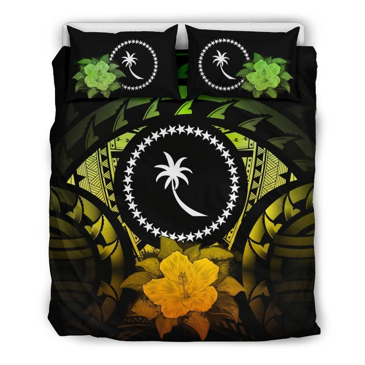 Chuuk Duvet Cover Set - Chuuk Flag & Reggae Hibiscus 1