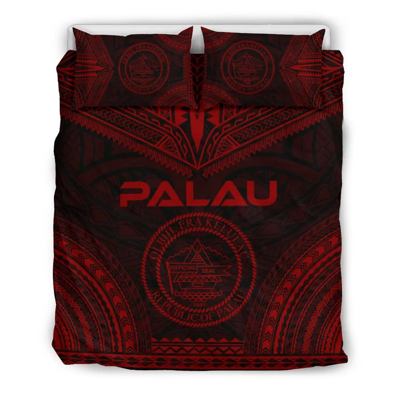 Palau Polynesian Chief Duvet Cover Set - Red Version 1