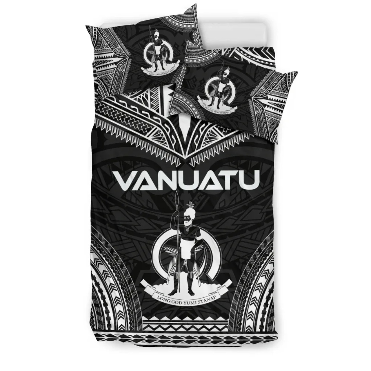 Vanuatu Polynesian Chief Duvet Cover Set - Black Version 2