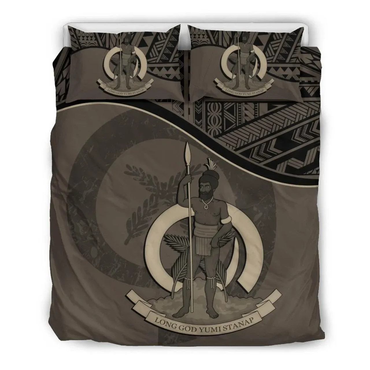 Vanuatu Duvet Cover Set - Vanuatu Coat Of Arms Brown 2