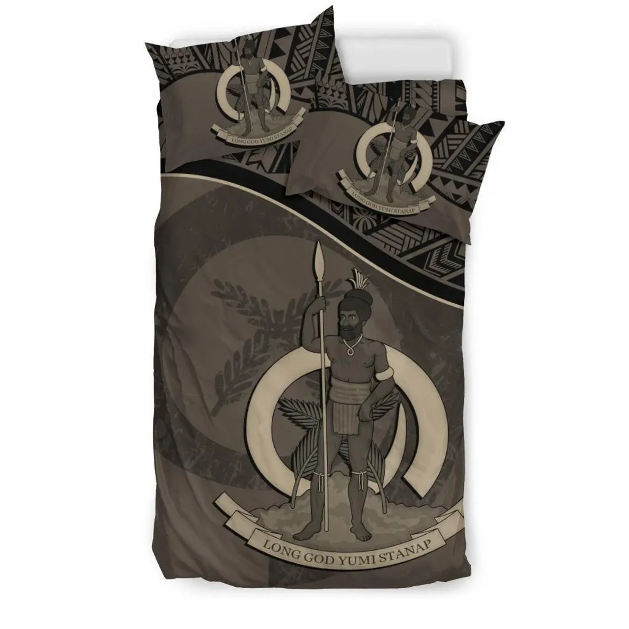 Vanuatu Duvet Cover Set - Vanuatu Coat Of Arms Brown 3