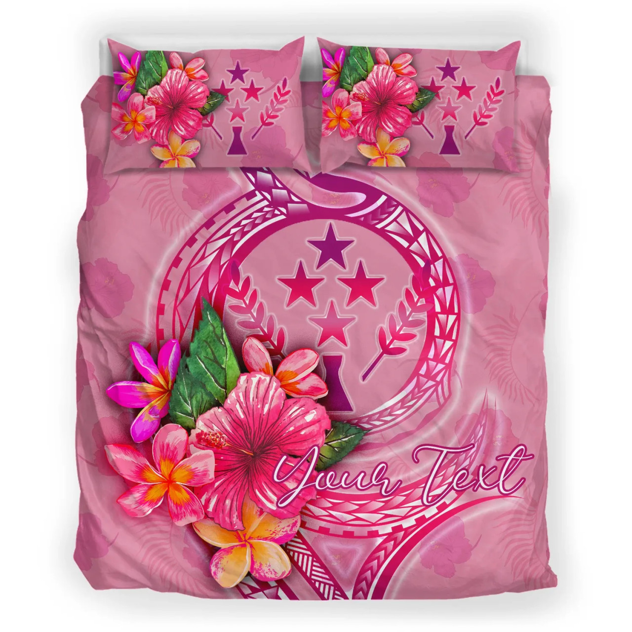Tuvalu Polynesian Bedding Set - Floral With Seal Pink 4