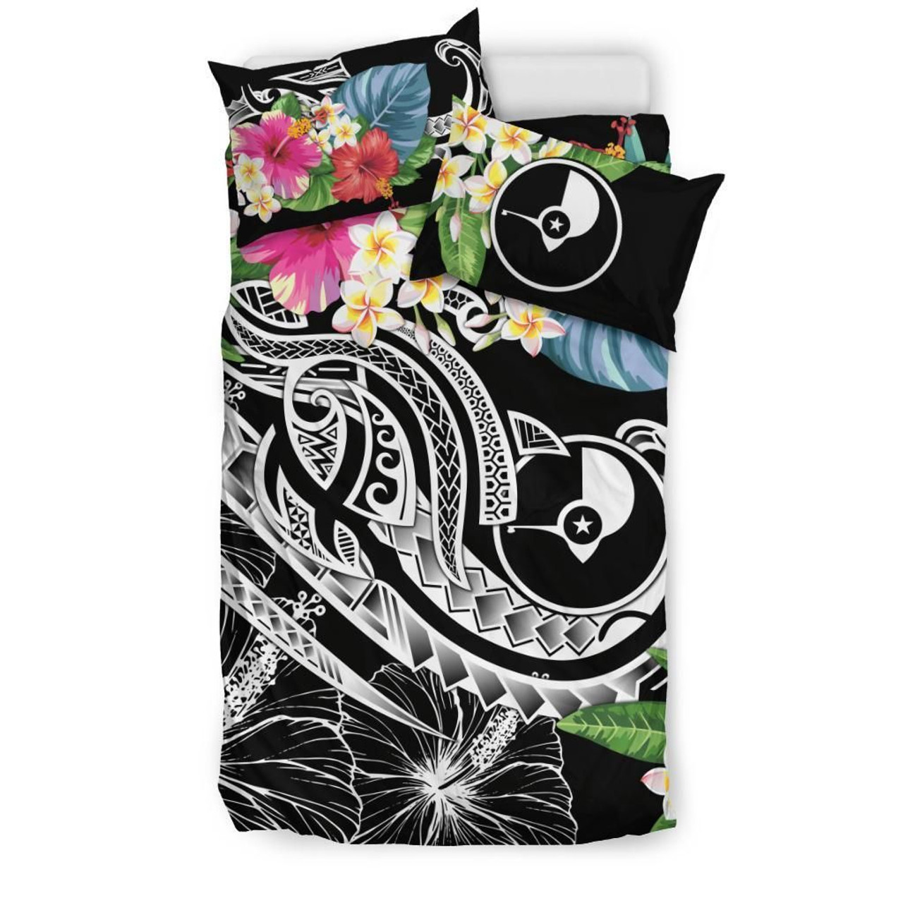 Yap Polynesian Bedding Set - Summer Plumeria (Black) 2