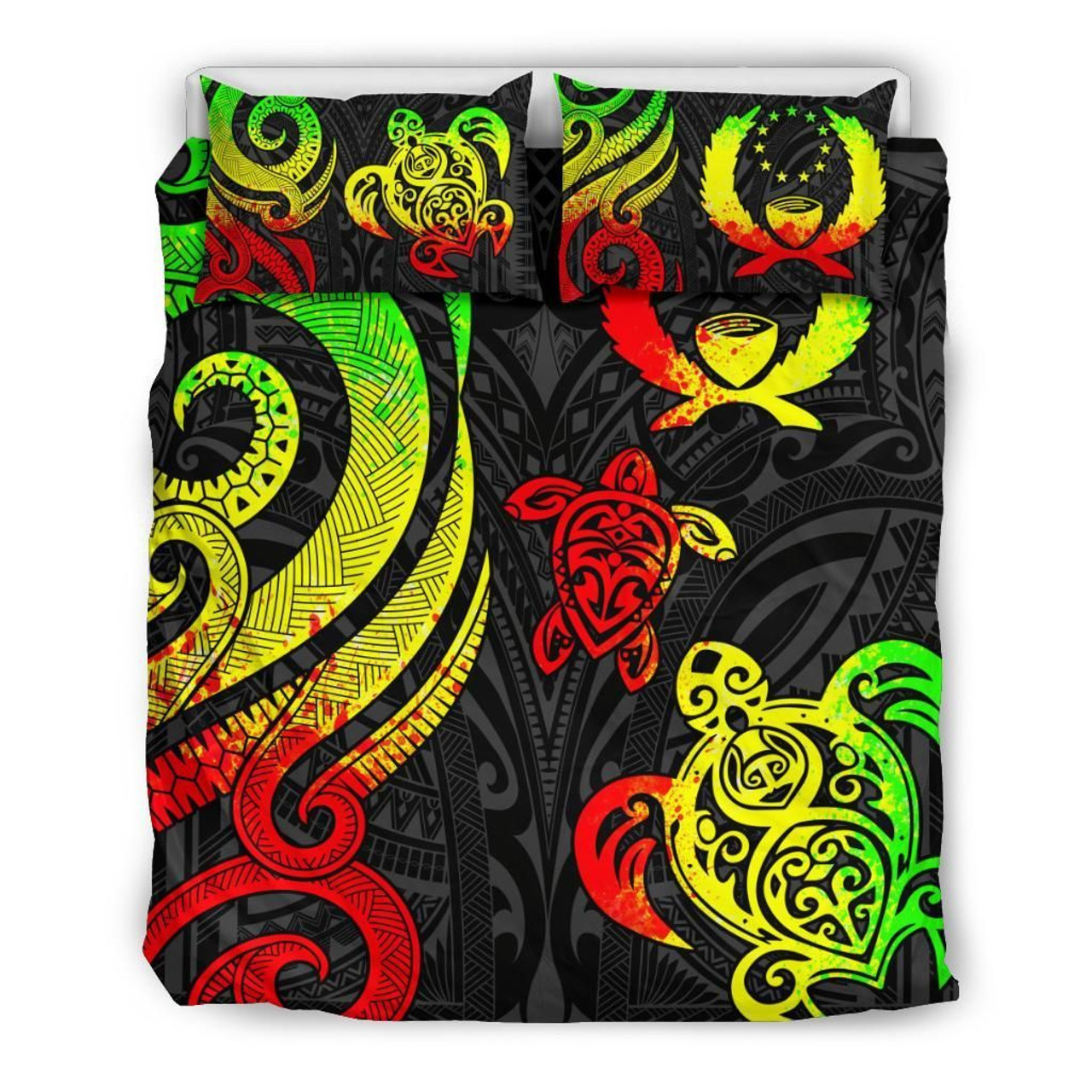 Pohnpei Micronesian Bedding Set - Reggae Tentacle Turtle 3