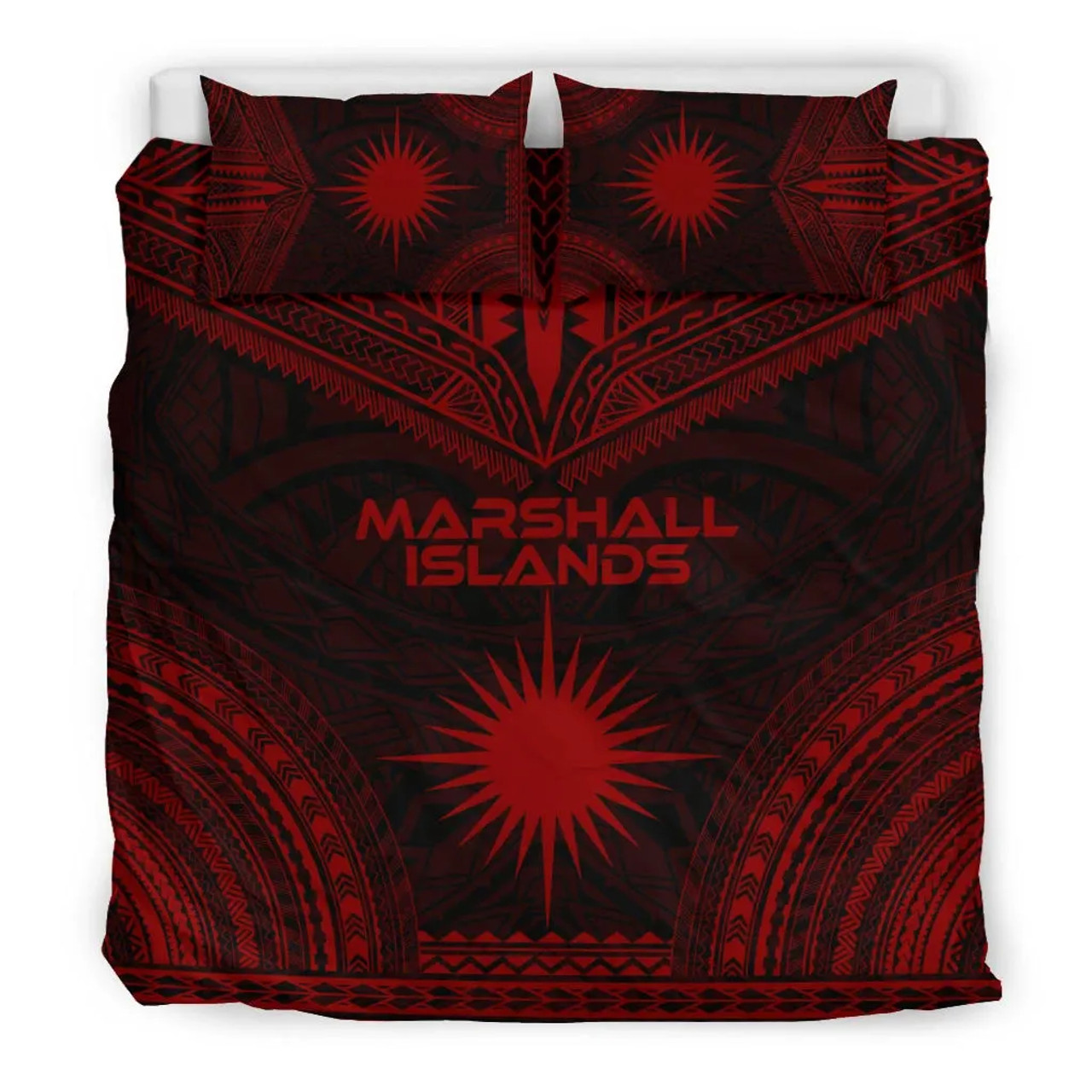 Marshall Islands Polynesian Chief Duvet Cover Set - Red Version 3