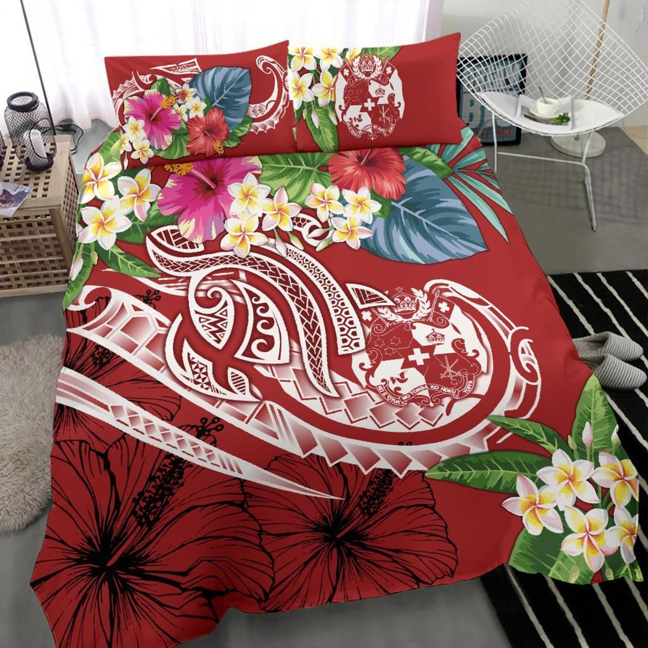 Marshall Islands Polynesian Chief Duvet Cover Set - Red Version 6