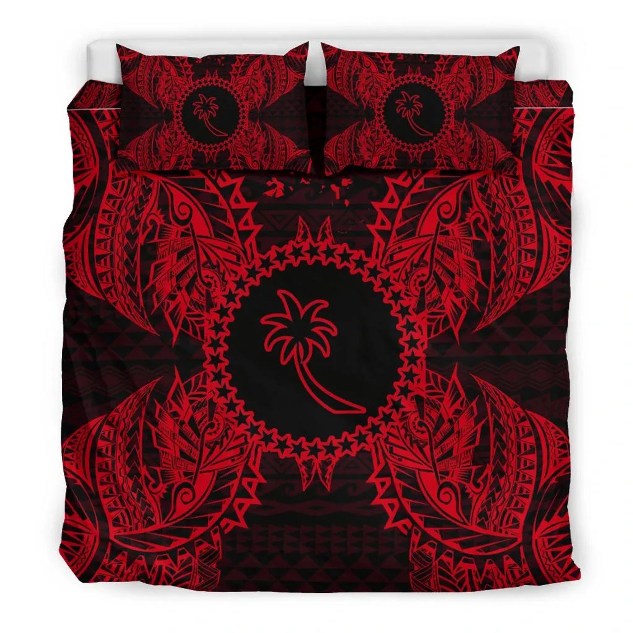 Polynesian Bedding Set - Chuuk Duvet Cover Set Map Red 3