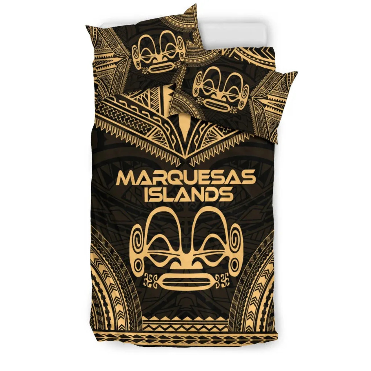 Marquesas Islands Polynesian Chief Duvet Cover Set - Gold Version 2