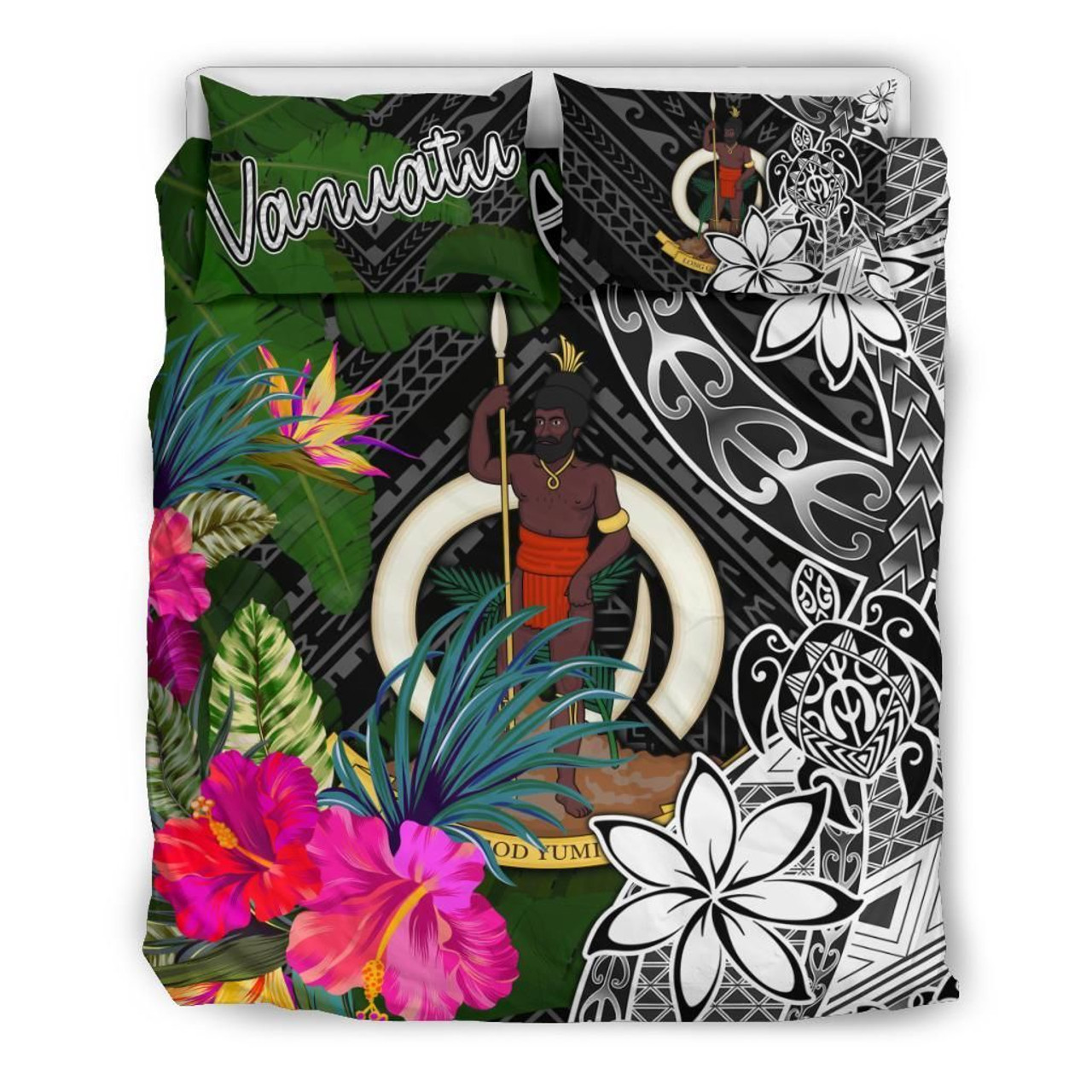 Vanuatu Bedding Set - Turtle Plumeria Banana Leaf 3