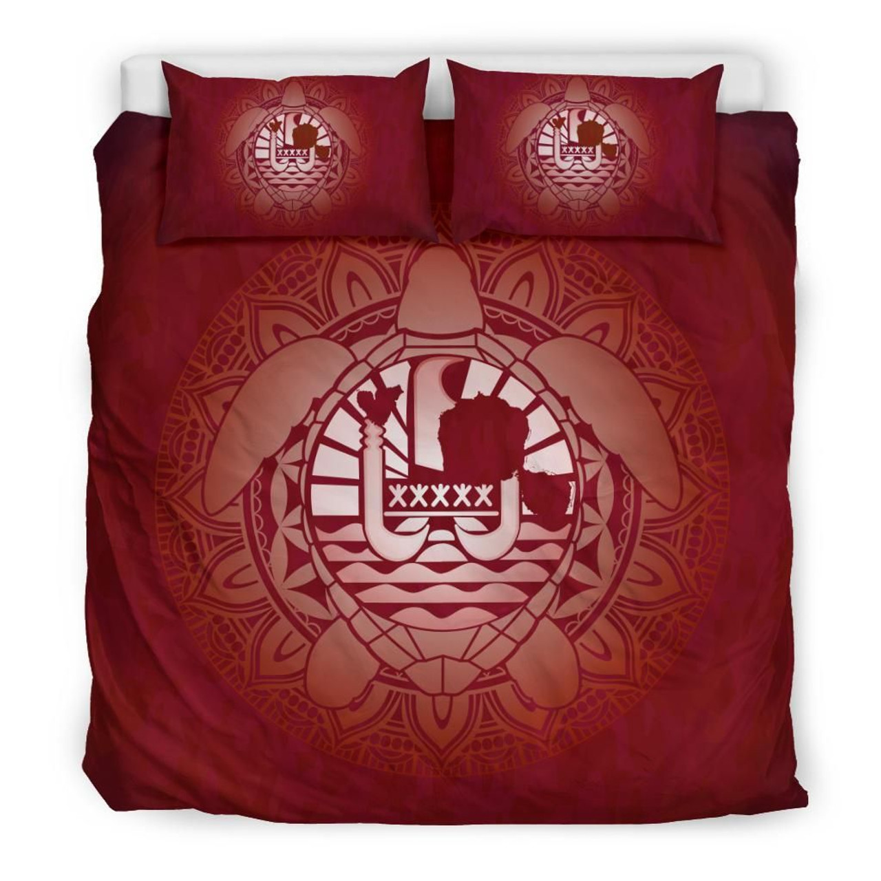 Tahiti Duvet Cover Set - Tahiti Coat Of Arms Turtle Red Version 1